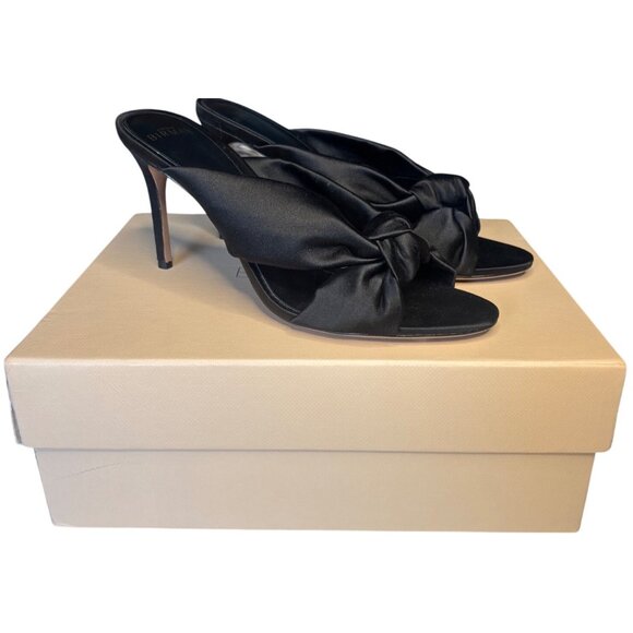 Alexandre Birman Kacey 85 Satin Mule Sandal Black Size 8 New In Box - Picture 7 of 12